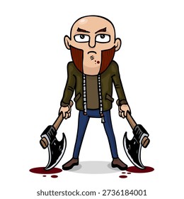 Comic caricature. Cartoon. Vector. Man. Brutal. Knight. Characters. Isolated objects.
