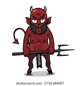Comic caricature. Cartoon. Vector. Man. Brutal. Knight. Devil. Characters. Isolated objects.