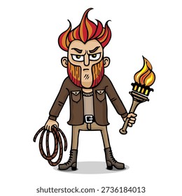 Comic caricature. Cartoon. Vector. Man. Brutal. Traveler. Characters. Isolated objects.