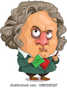 The comic caricature. A funny portrait of the German composer Johann Sebastian Bach.