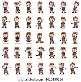 Comic Carpenter Poses - Collection of Concepts Vector illustrations