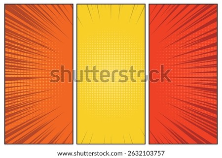 Comic cartoon 3 panels, comic book style pop art, frame retro layout cartoon	
