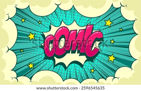 Comic cartoon art background with cloud and star