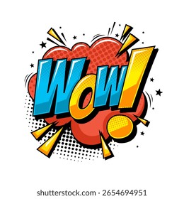 Comic cartoon art speech bubble with WOW text illustration art