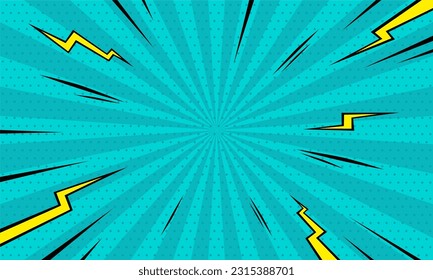 Comic cartoon art zoom with thunder illustration