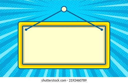 Comic cartoon background with blank sign board