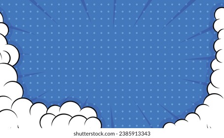 Comic cartoon background with cloud illustration. cloud cartoon in comic style design. Comics bubble halftone. comic book style