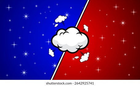 Comic cartoon background design versus fight. vector illustration.