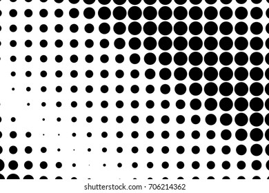 Comic, cartoon background. Pop art style. Pattern with small circles, dots. Halftone dotted pattern. Design for web banners, wallpaper, sites. Vector illustration. Black and white color