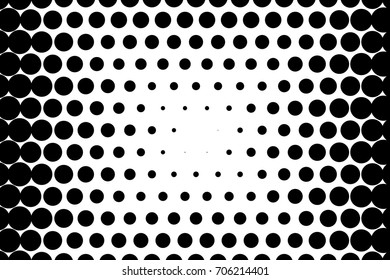 Comic, cartoon background. Pop art style. Pattern with small circles, dots. Halftone dotted pattern. Design for web banners, wallpaper, sites. Vector illustration. Black and white color