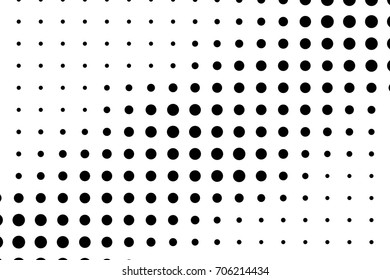 Comic, cartoon background. Pop art style. Pattern with small circles, dots. Halftone dotted pattern. Design for web banners, wallpaper, sites. Vector illustration. Black and white color