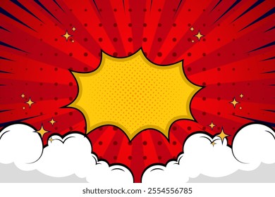 A comic cartoon background typically features vibrant and playful scenery with exaggerated lines, bold colors, and minimalistic details. The style often includes stylized buildings, lively nature elem