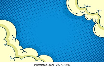 Comic cartoon blue background with cloud illustration