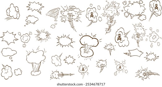 Efeito de alta velocidade dos desenhos animados cômicos, conjunto de elementos de linha de movimento explosivo.