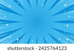 Comic cartoon burst blue background with star