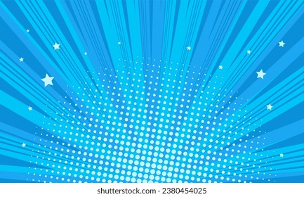 Comic cartoon burst blue background with star template design