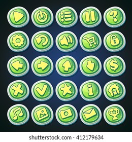 Comic cartoon buttons set for site or app graphics and design. For newspapers, magazines, web design, websites, printing.
