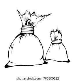 Comic cartoon characters cute Sacks family, sketch vector illustration