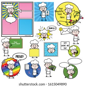 Comic Cartoon Chef Characters - Set of Concepts Vector illustrations