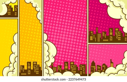 Comic cartoon city with cloud 