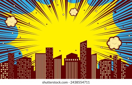 Comic cartoon city skyline background