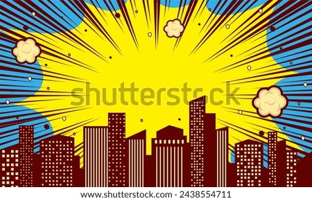 Comic cartoon city skyline background