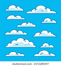 Comic cartoon cloud set illustration design