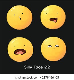 Comic cartoon faces with different emotions. Faces Characters ,emotion faces. Vector illustration-Silly Face 02