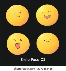 Comic cartoon faces with different emotions. Faces Characters ,emotion faces. Vector illustration-Smile Face 02