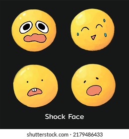 Comic cartoon faces with different emotions. Faces Characters ,emotion faces. Vector illustration-Shock Face