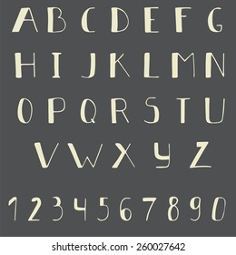 Comic cartoon font. Hand drawn alphabet. Vector illustration