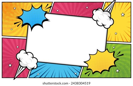 Comic cartoon frame background in pop art style