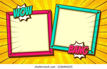 Comic cartoon frame template background design