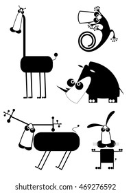 Comic cartoon funny animals set for design