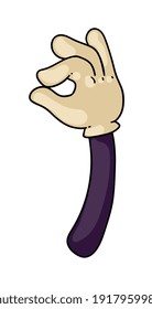 Comic cartoon hand with OK gesture isolated on white