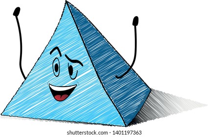 Comic Cartoon Illustration of a Pyramid with hands
