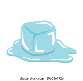 Comic cartoon illustration vector of ice cubes, cold transparent freeze melting