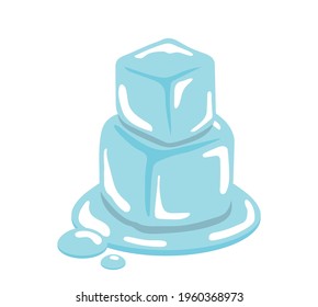 Comic cartoon illustration vector of ice cubes, cold transparent freeze melting