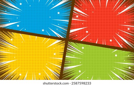 Comic cartoon panel colorful background abstract illustration template