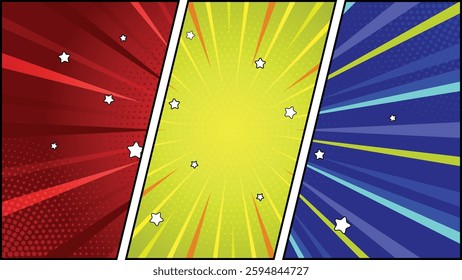 Comic cartoon panel colorful background abstract illustration template