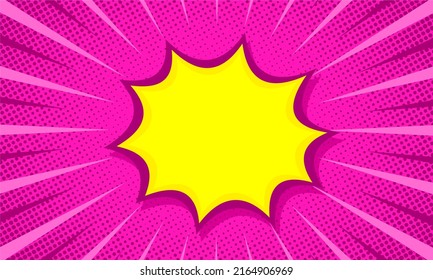 Comic cartoon pink background with blank speech bubble
