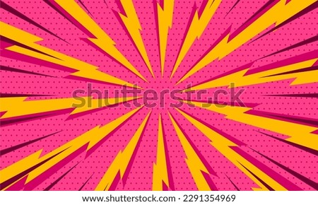 comic cartoon pink background with radial thunder bolt