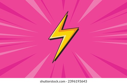 Comic cartoon pink background with thunder flash. pop art background