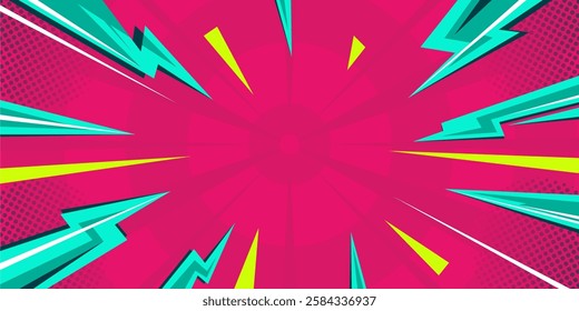 Comic Cartoon Pink and Blue Background. Pop Art Style Background.