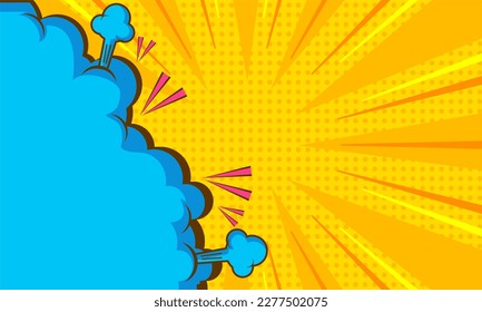 Comic cartoon pop art background with cloud illustration