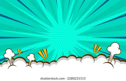 Comic cartoon pop art background with cloud illustration