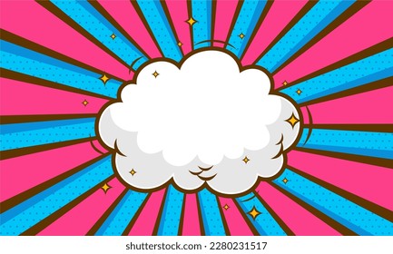 Comic cartoon pop art background with cloud illustration