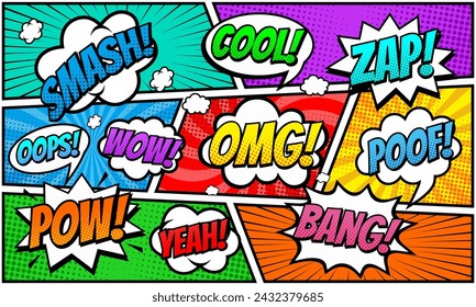 Comic cartoon pop art colorful background with speech bubble