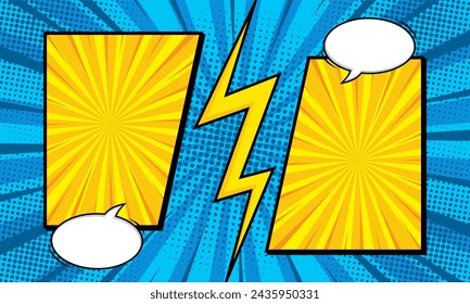 Comic cartoon pop art versus battle background template