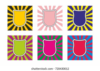 comic cartoon shield template empty sunbeam background vector